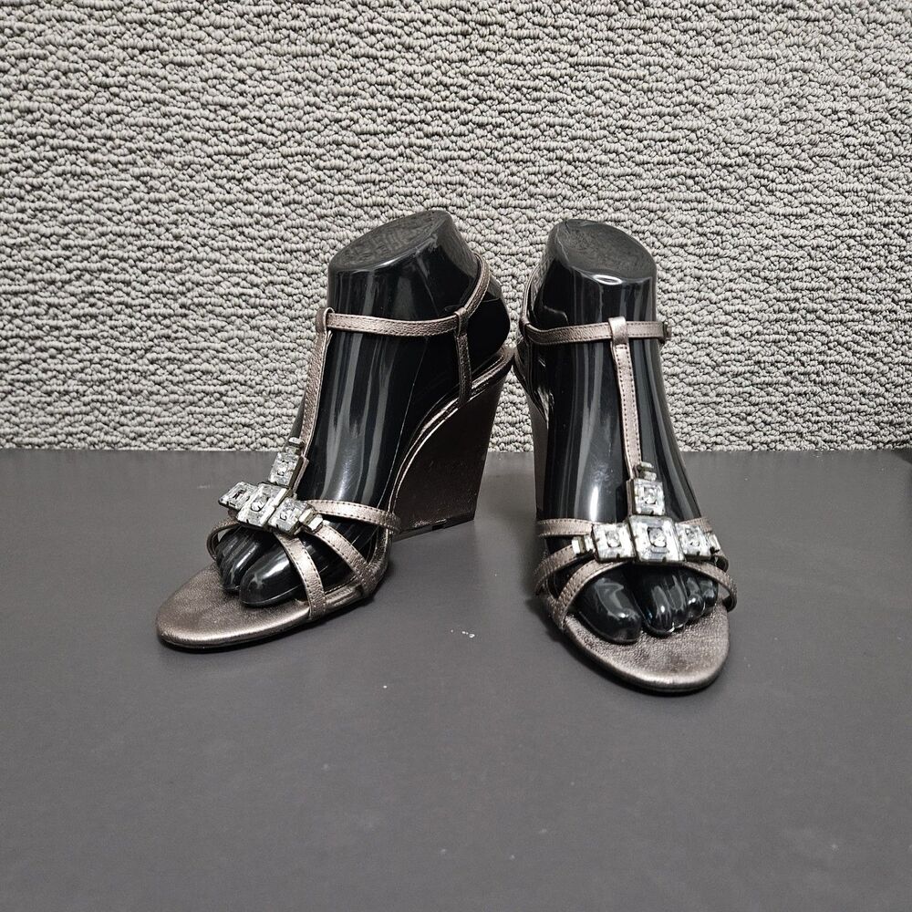 CALVIN KLEIN Women's Callison Bronze Strappy Jewel Block Heel Sandals Size 8.5